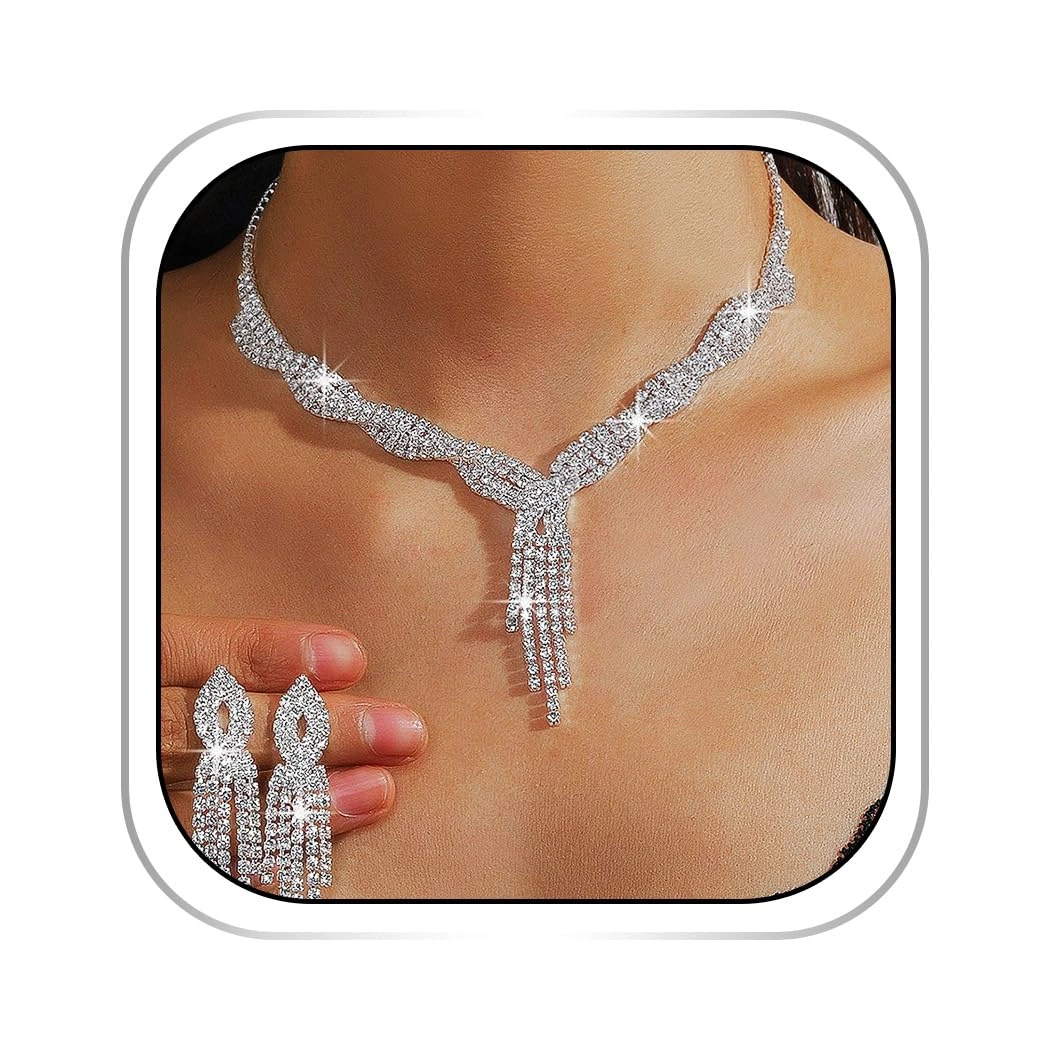 Abien Rhinestone Necklace & Earring Set — view 1
