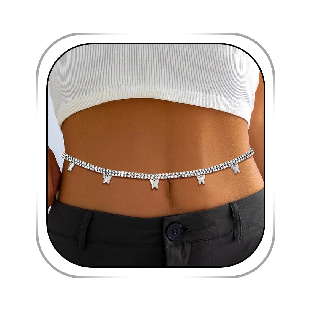 Abien Rhinestone Butterfly Waist Chain — view 1