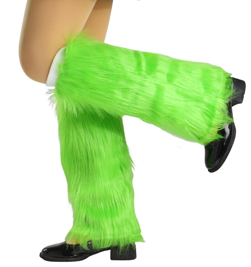 Abien Green Fluffy Leg Warmers Green · Free size fits S to M.