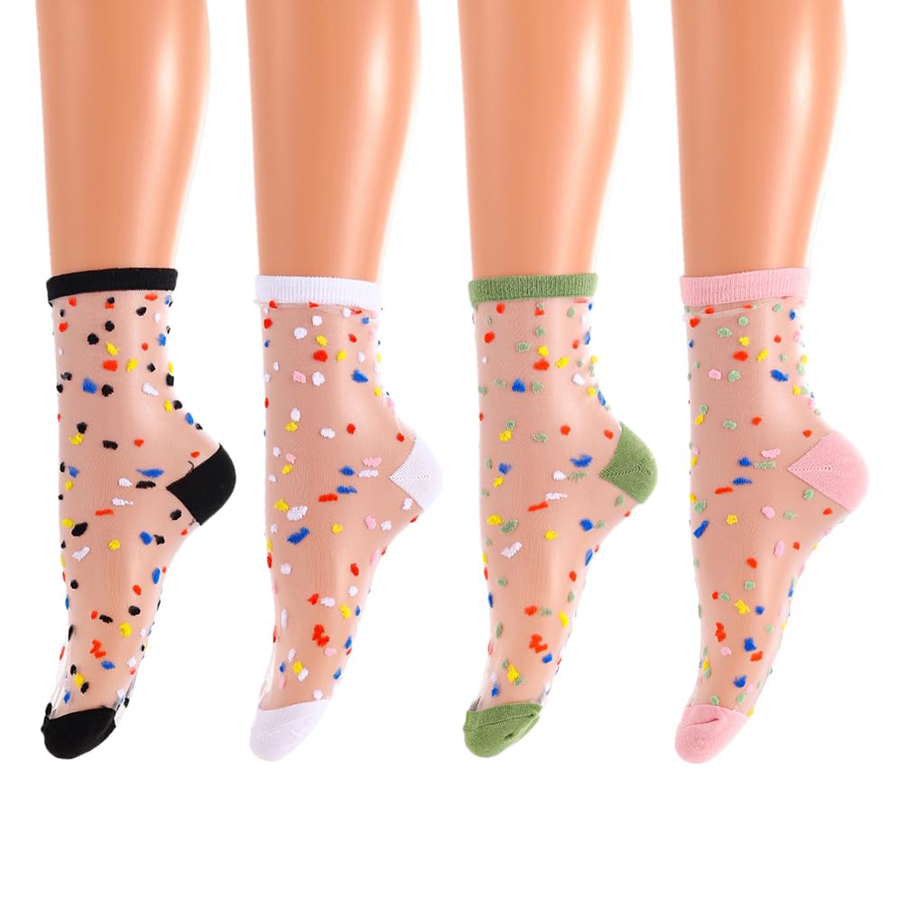 Abien Sheer Tulle Socks · Four Pairs Multicolor