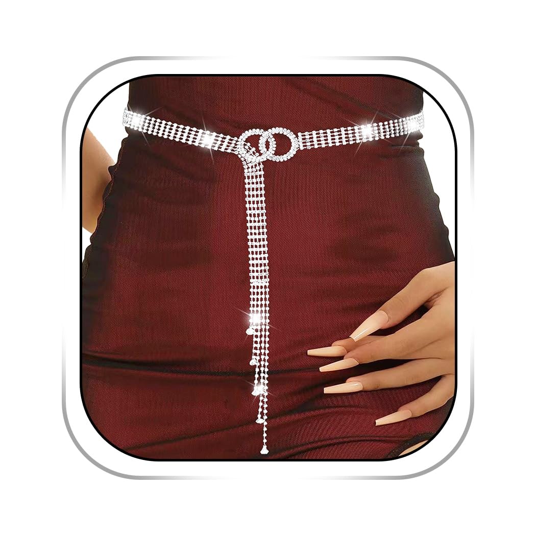 Abien Rhinestone Dress Belt Silver · Standard