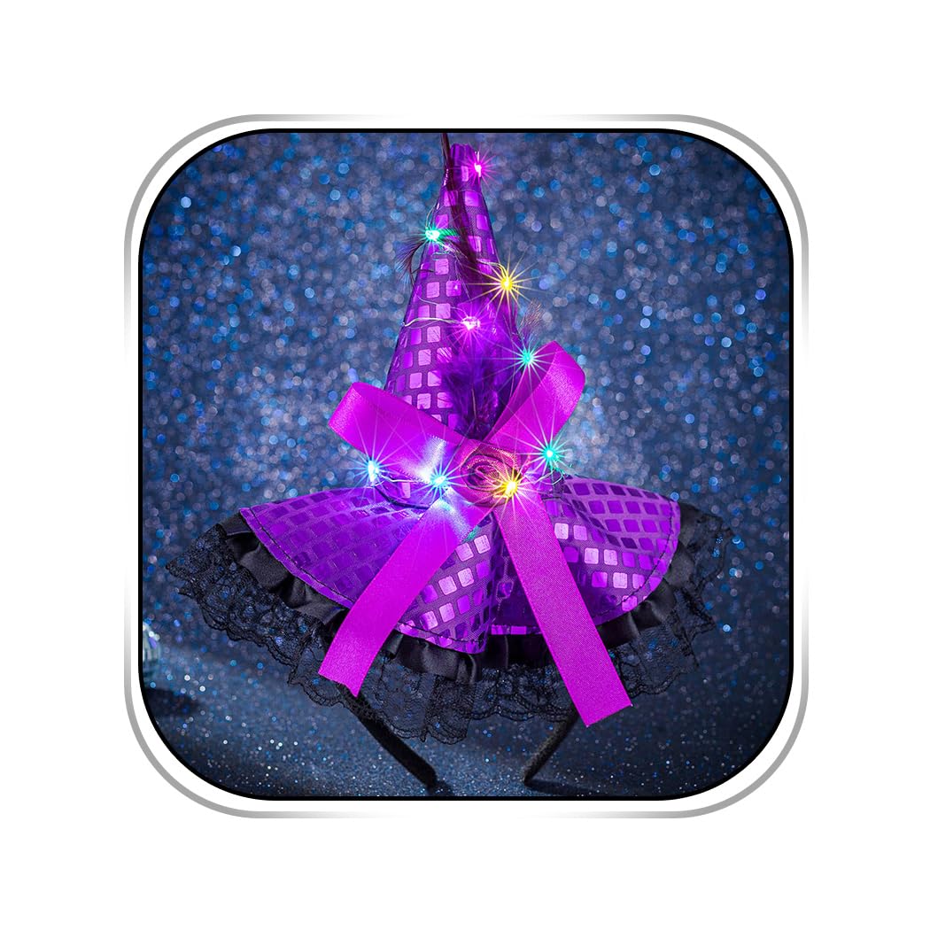 Abien Light-Up Witch Hat Headband Purple · One Size