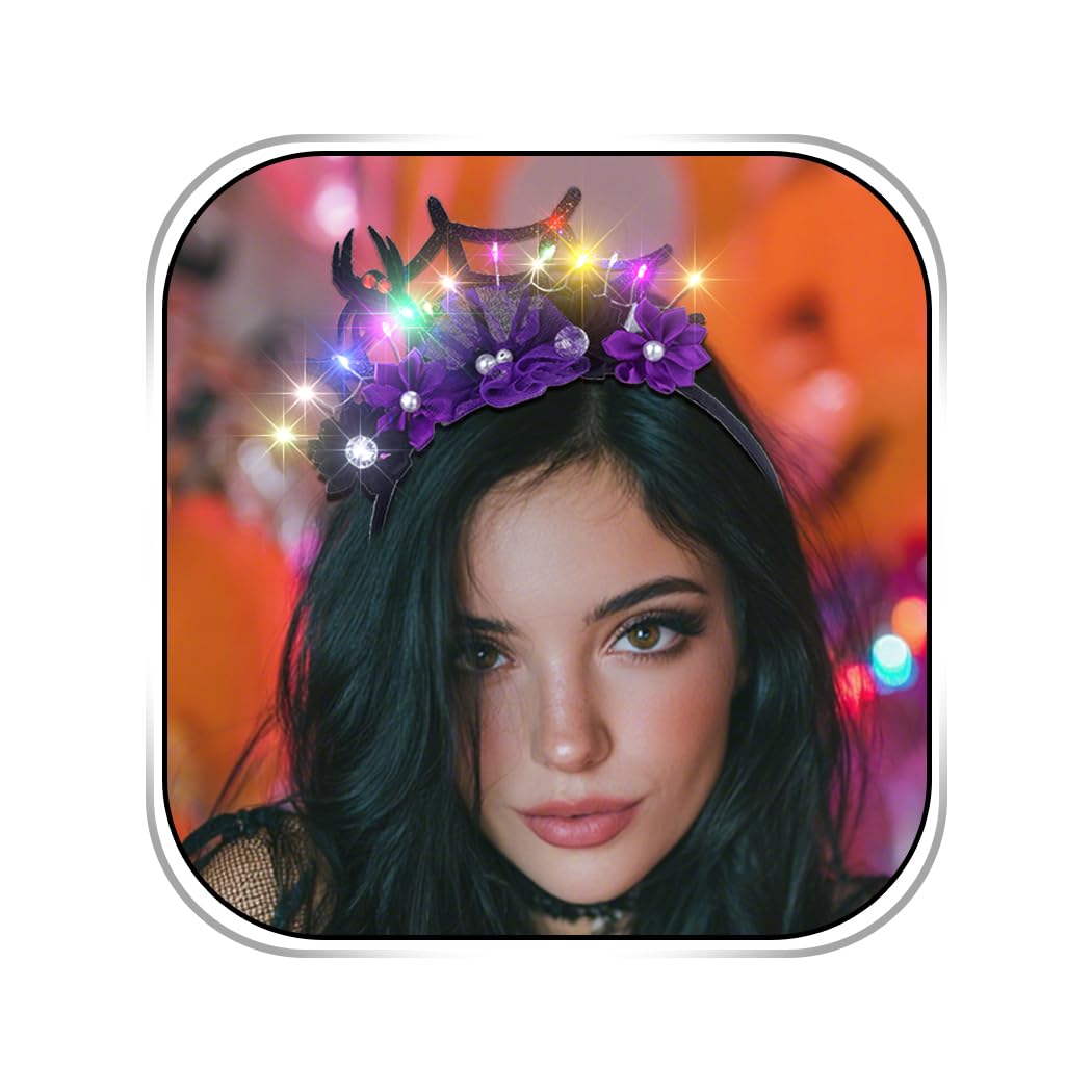 Abien Light-Up Floral Headband Purple · 1 Count (Pack of 1)
