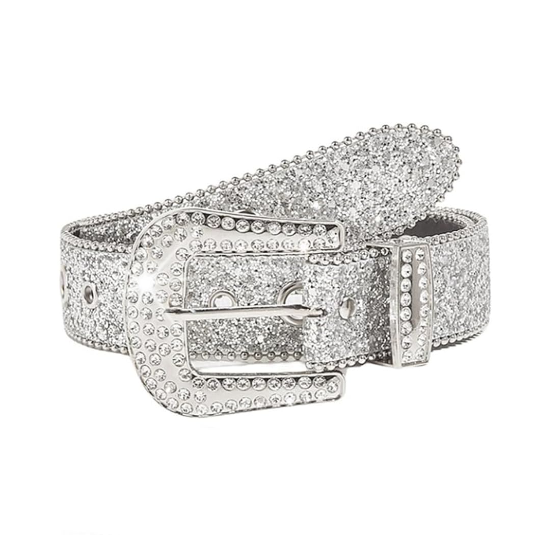 Abien Rhinestone Western Belt Silver · 113cm/44.5in