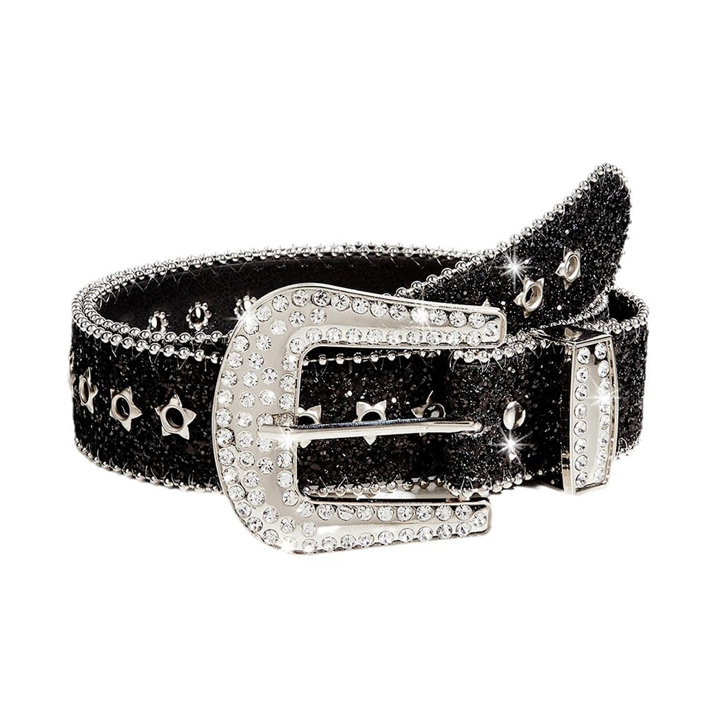 Abien Rhinestone Western Belt Black · One Size
