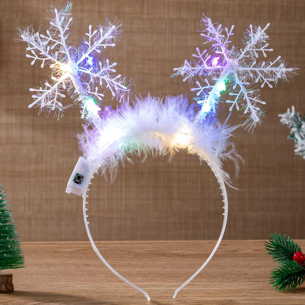 Abien Light-Up Snowflake Headband Snowflake-2 · 1 Count (Pack of 1)
