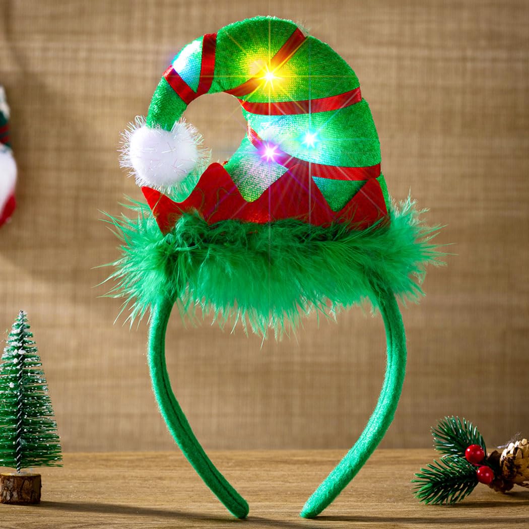 Abien Light-Up Elf Hat Headband Green · One Size