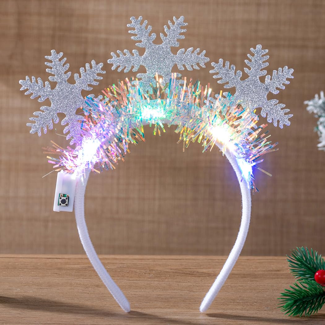 Abien Light-Up Snowflake Headband Snowflake-1 · 1 Count (Pack of 1)