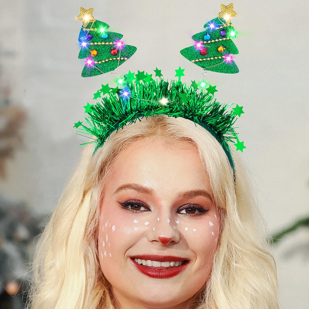 Abien Light-Up Christmas Tree Headband Green · One Size