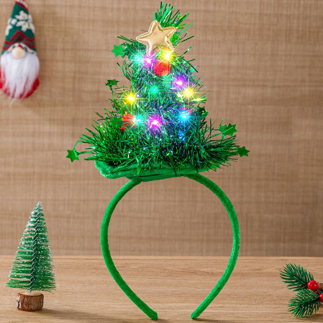 Abien Light-Up Christmas Tree Headband Green · One Size